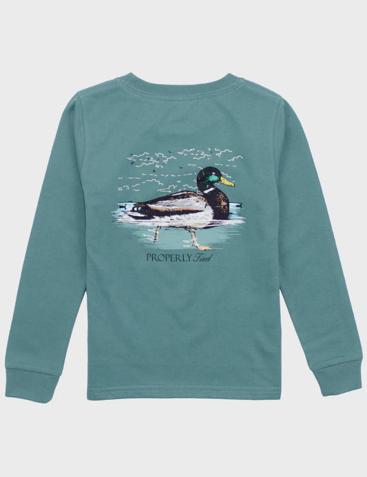 Properly Tied Swimming Mallard L/S Marine Green