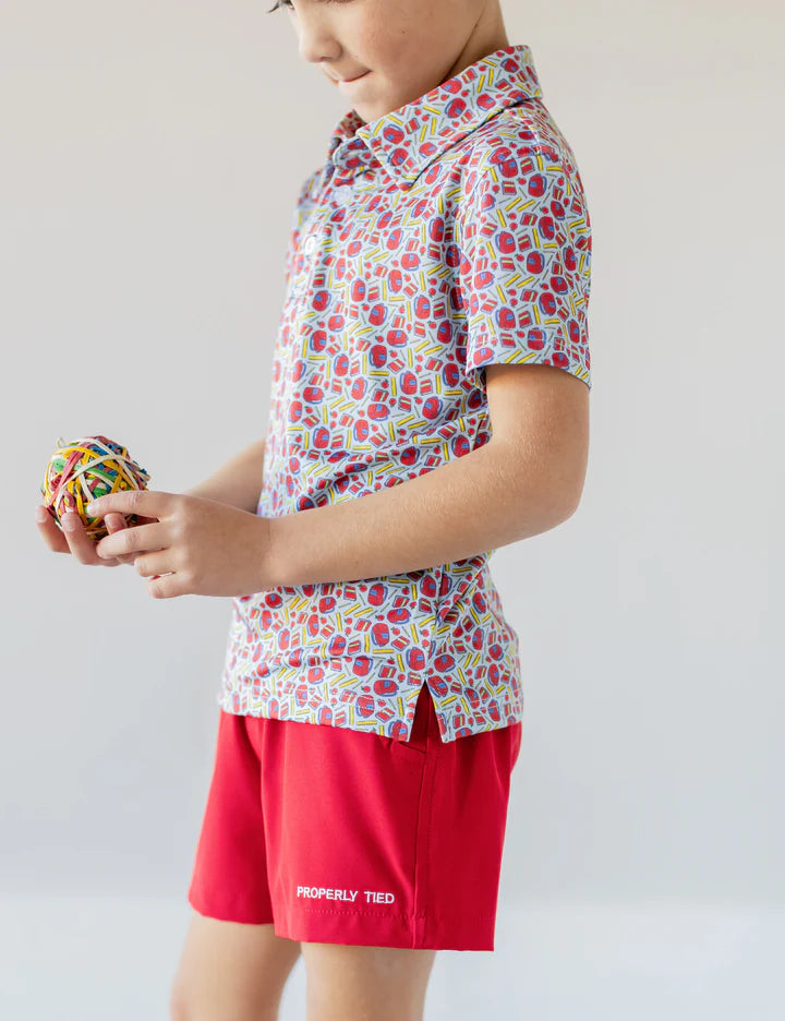 Properly Tied Boys Pintail Short - Red