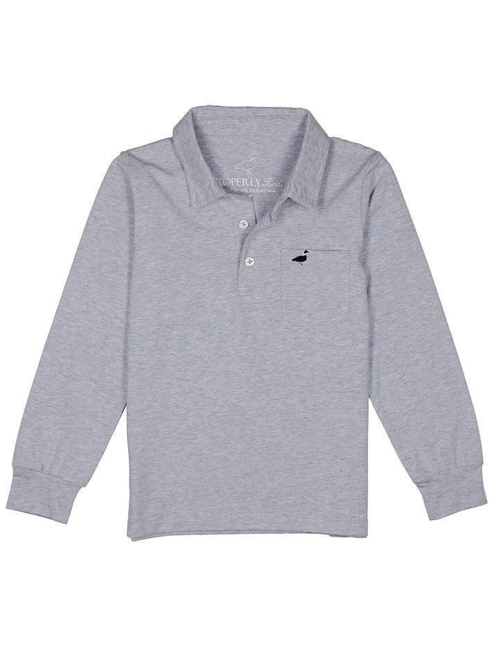Properly Tied Boys Harrison Pocket Polo LS - Ocean Wave
