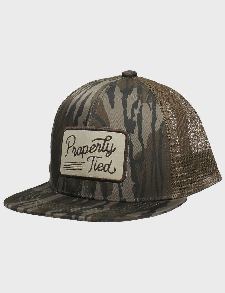 Properly Tied Sportsman Trucker Hat Mossy Oak Original Bottomland
