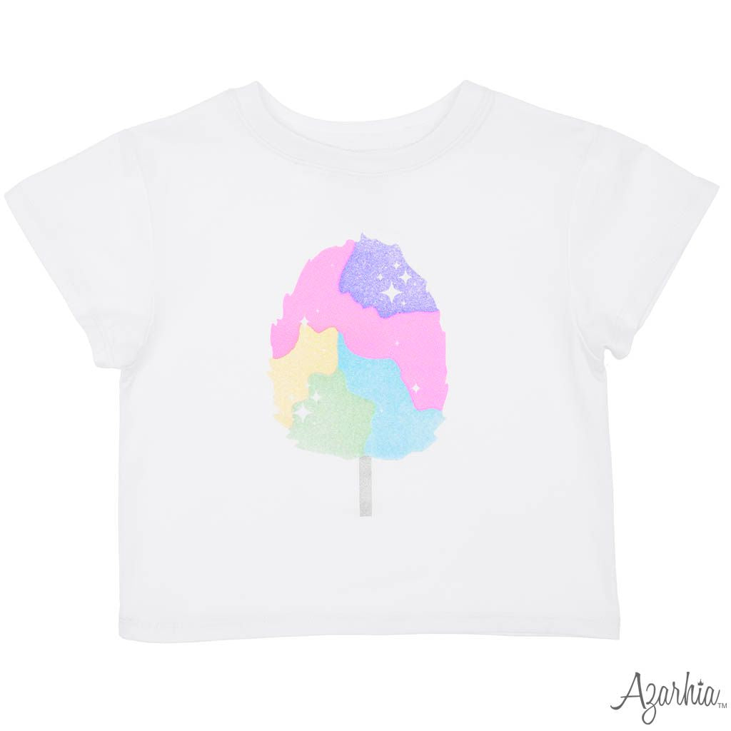 Azarhia Glitter Cotton Candy White Tee