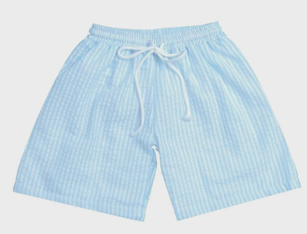 Millie Jay Blue Seersucker Swim Trunks