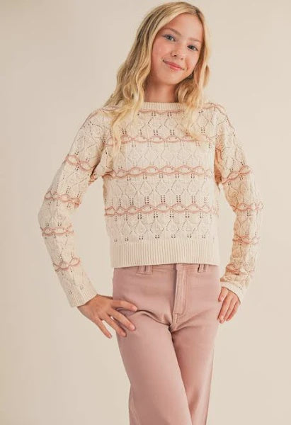 Heart & Arrow Wavy Pointelle Sweater