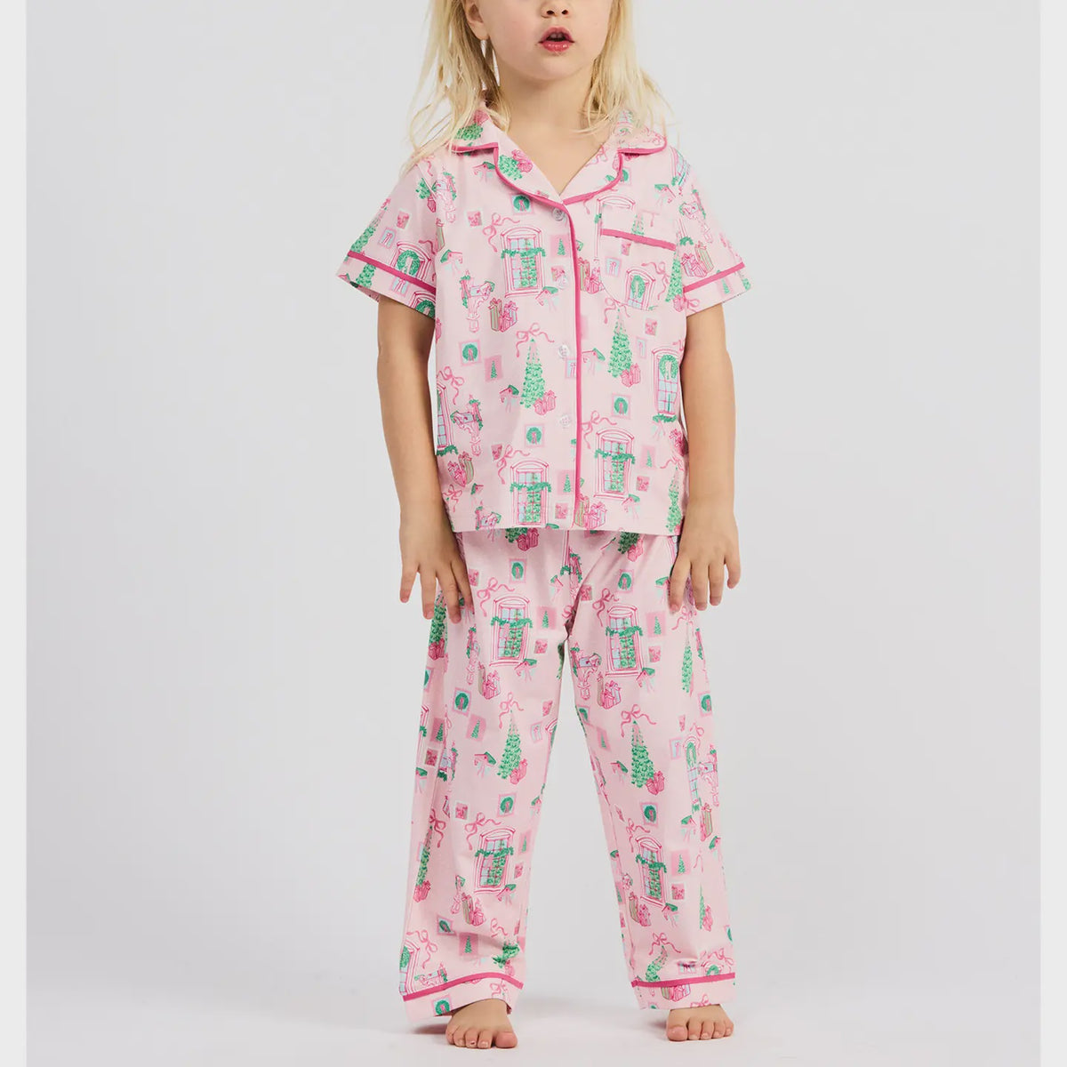 Mary Square Charlotte Toddler PJ Christmas Cottage Pink