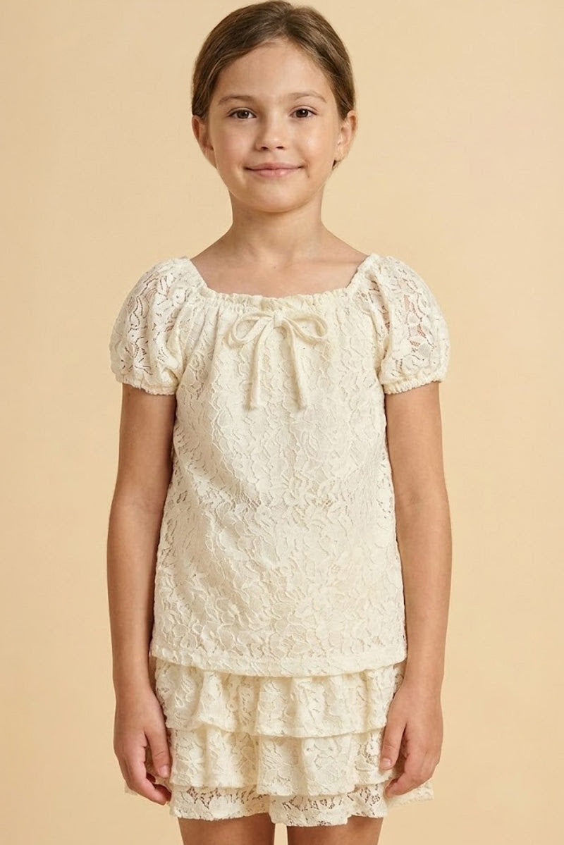 Hayden Girl Floral Lace Top - Cream