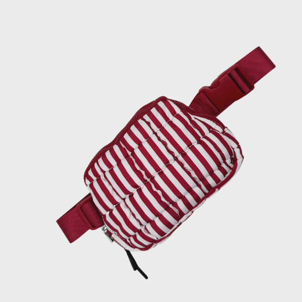 LuLu Mac Striped Quilted Belt Bag - Maroon