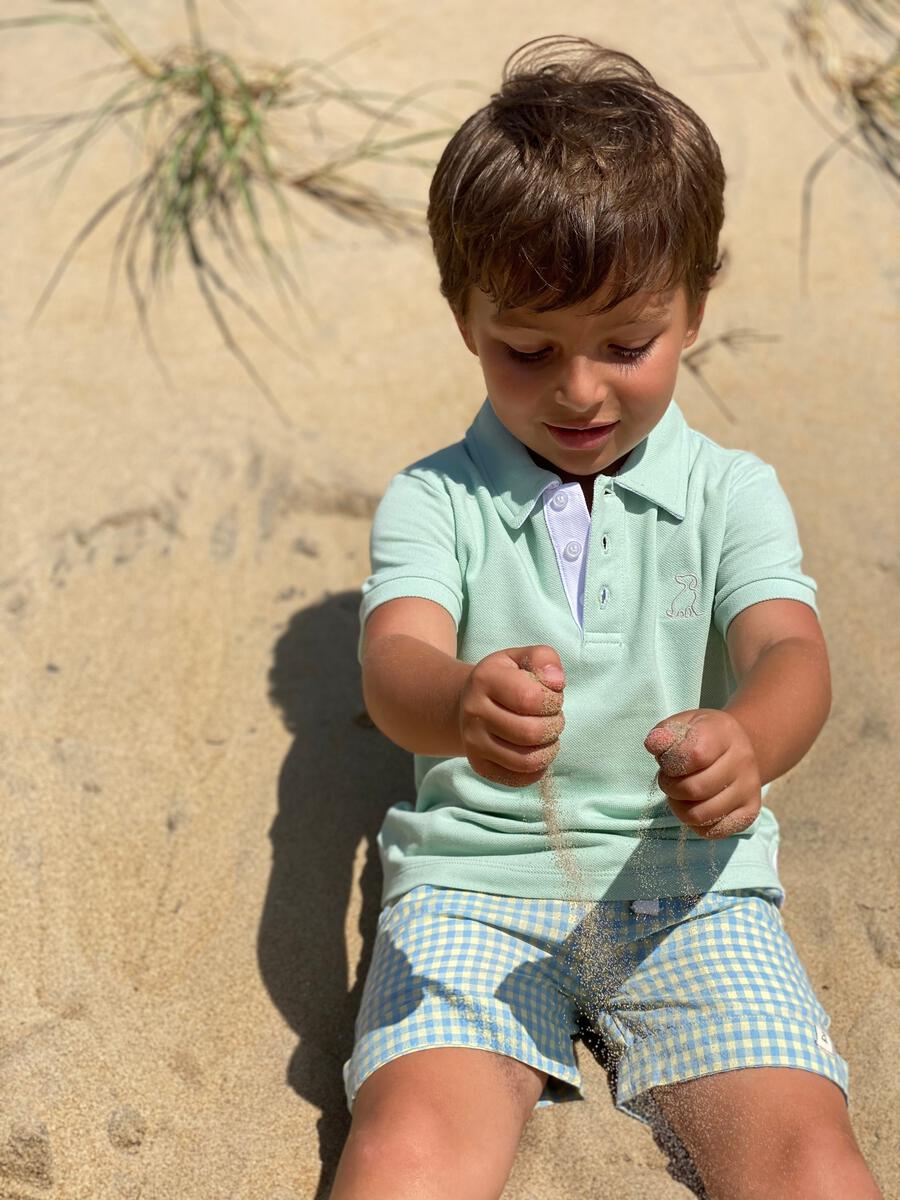 Lemon/Blue Plaid Marina Shorts