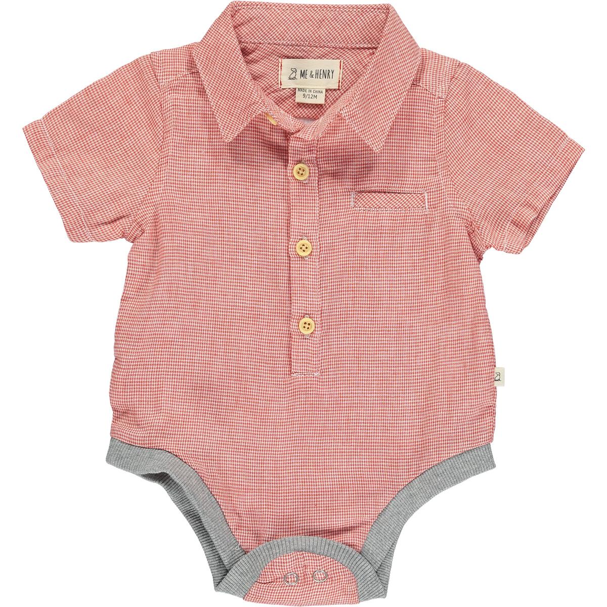 Red Micro Check Helford Woven Onesie