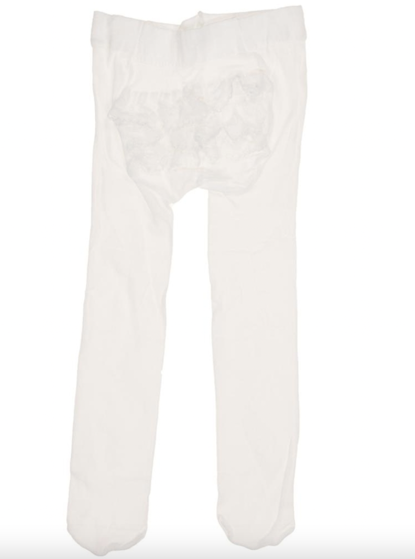 Bottom Lace White Microfiber Tights