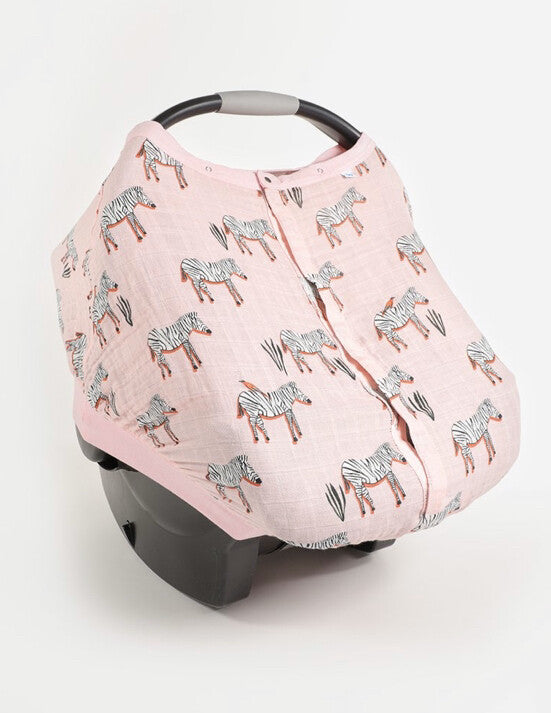 Pink Zebra Car Seat Canopy