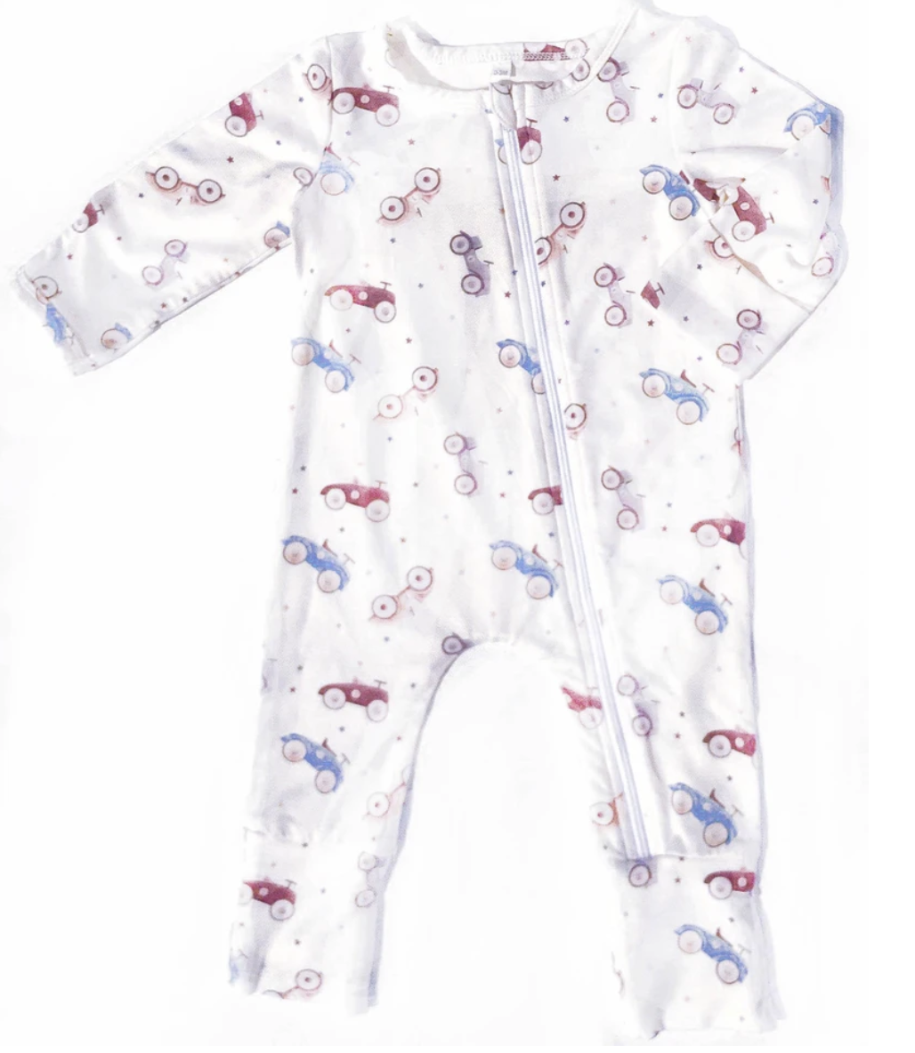 Antique Cars Bamboo Baby Romper