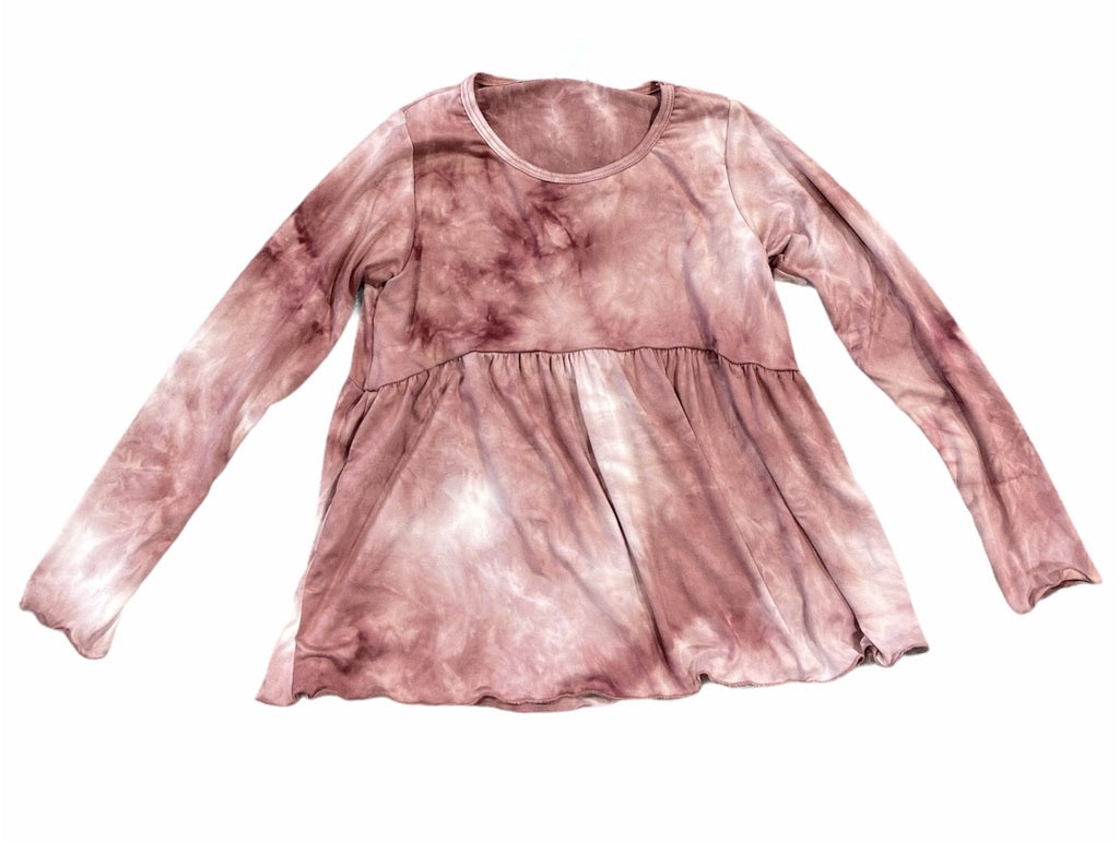 Lucy Dark Mauve Tie Dye Baby Doll Top