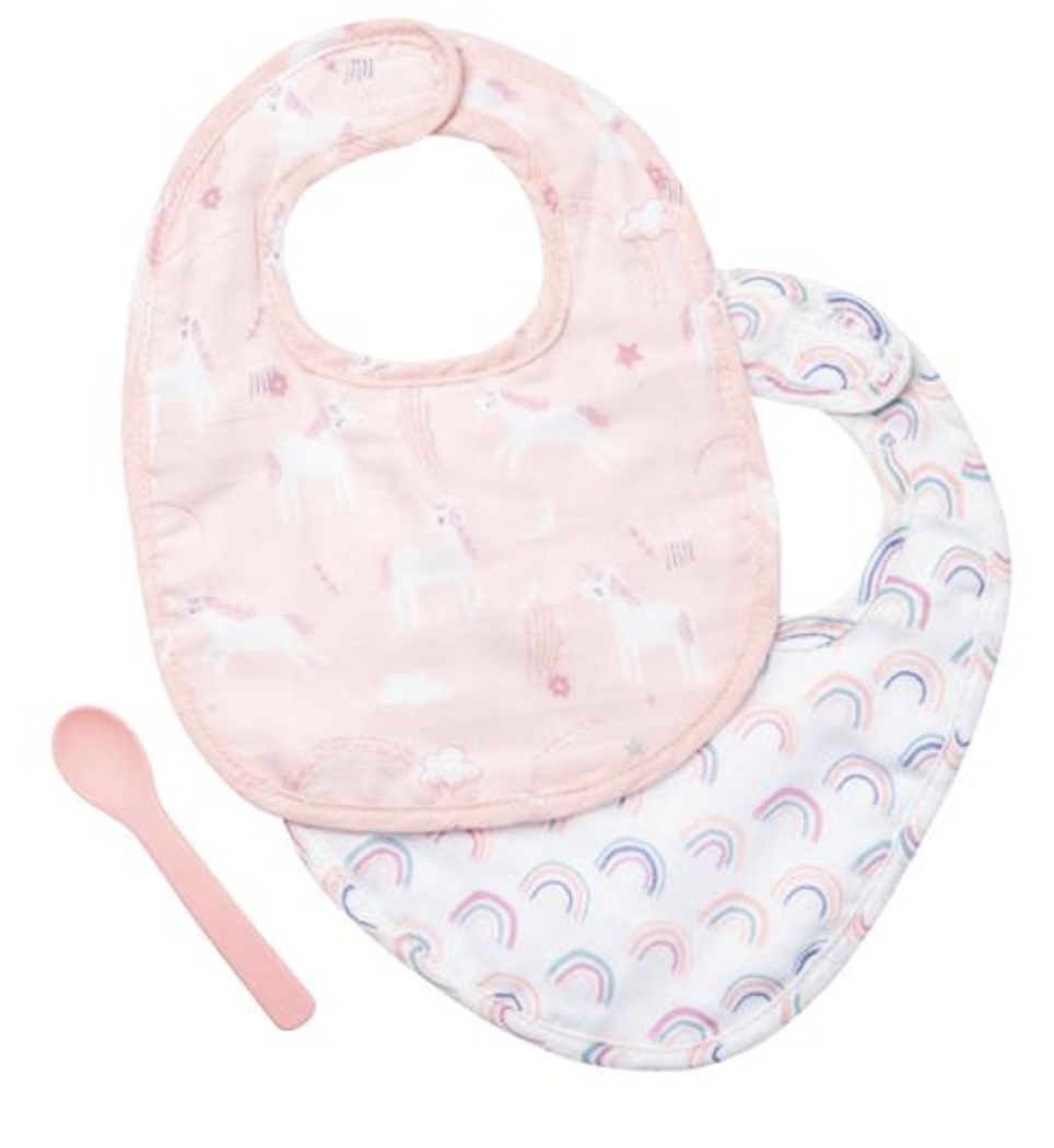 Unicorn Muslin Bib Set
