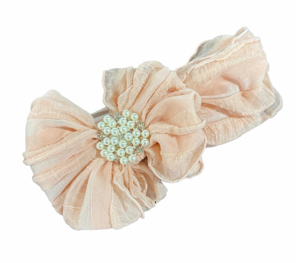 PEACH W/PEARL KNOT HEADBAND