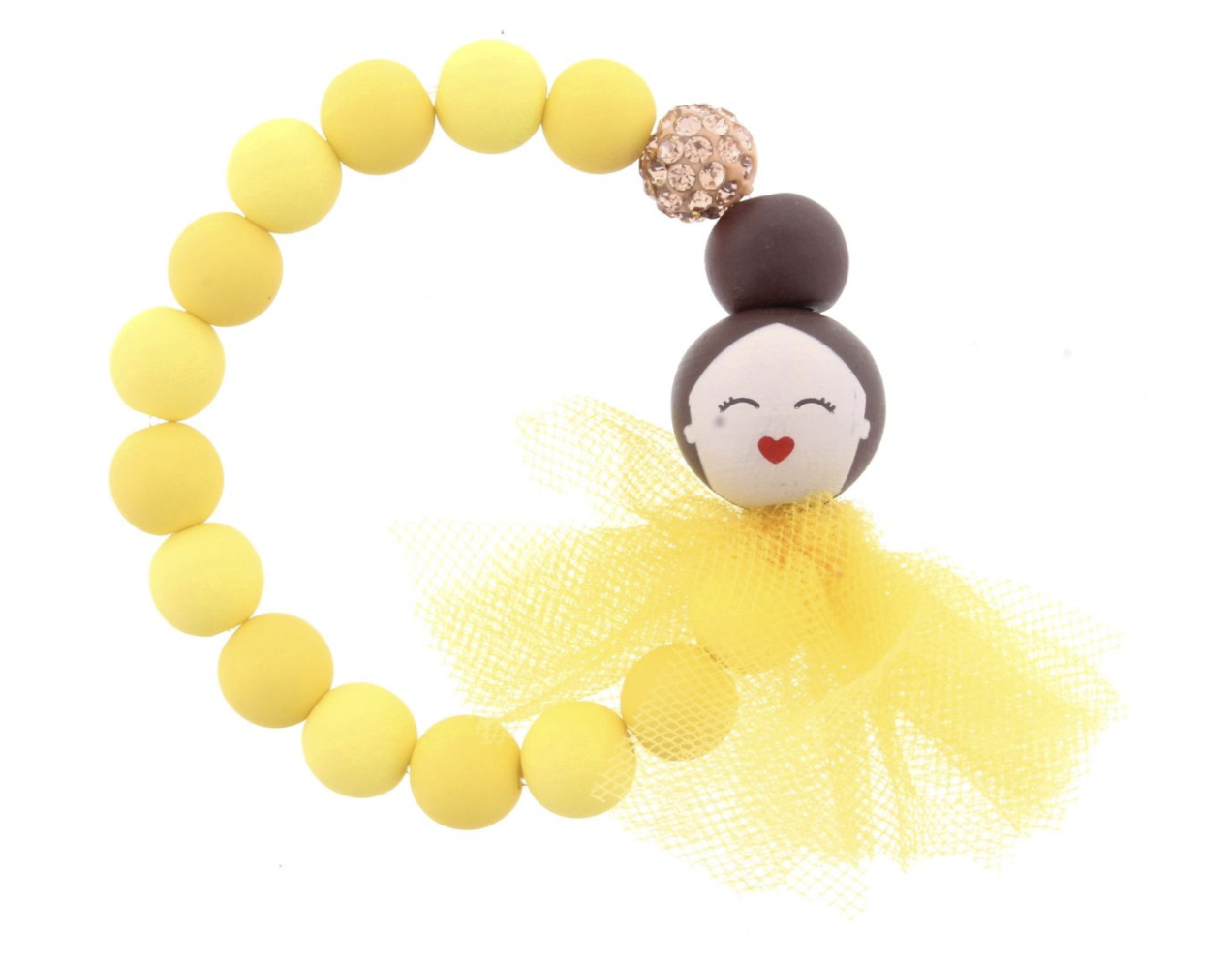 Kids Yellow Beaded Stretch w/Princess Braclet