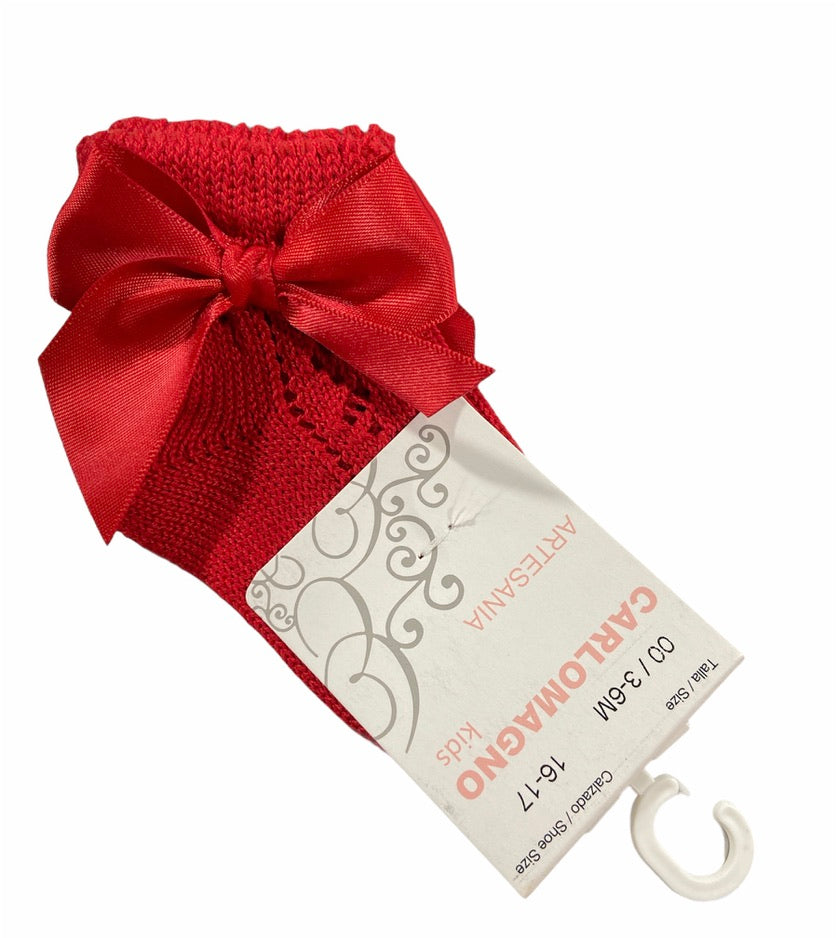 Red Scottish Openwork Sock w/Bow