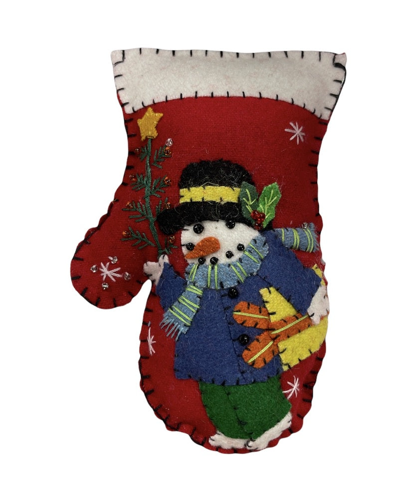 Snowman Red Mitten Ornament