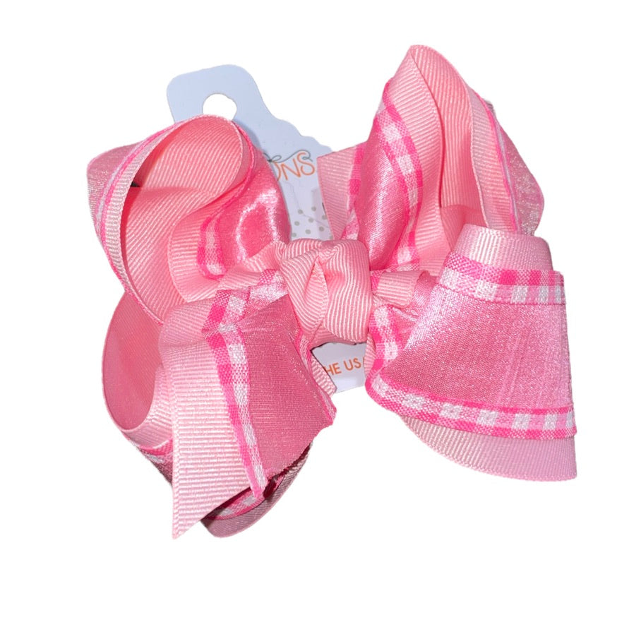 PINK SILK W/ GINGHAM EDGE BOW