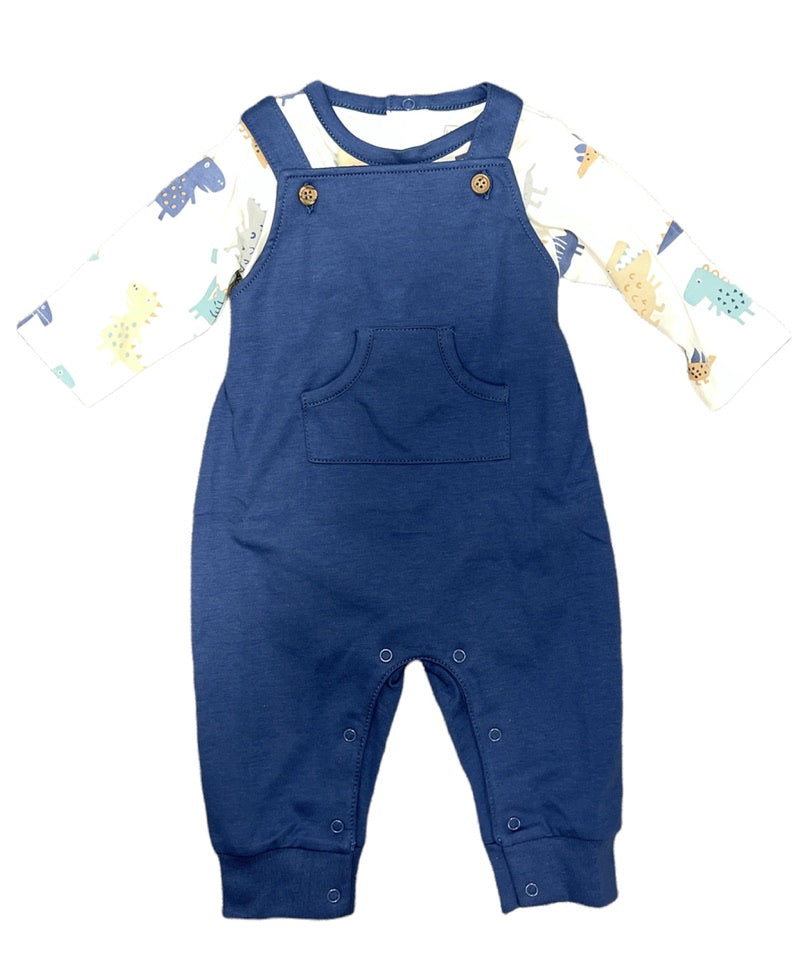 Kissy Love Dino Print Overall Set
