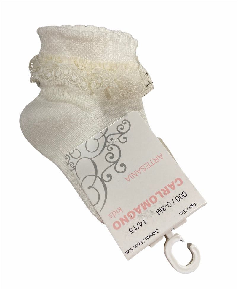 Natural Fine Scottish Yarn Sock w/Lace