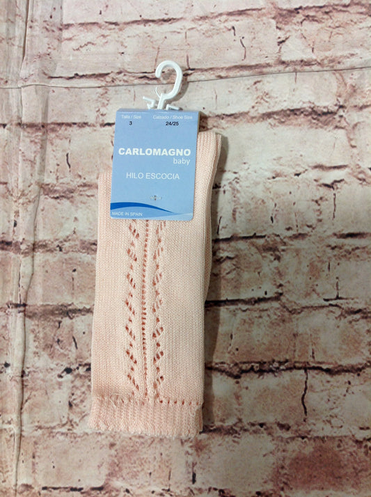 Peach Open Knit Knee Sock