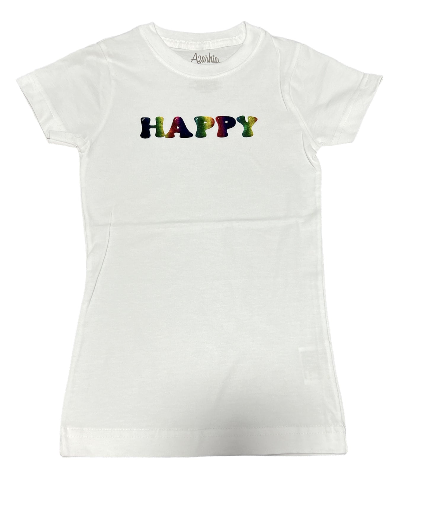 Happy Metallic White Tee