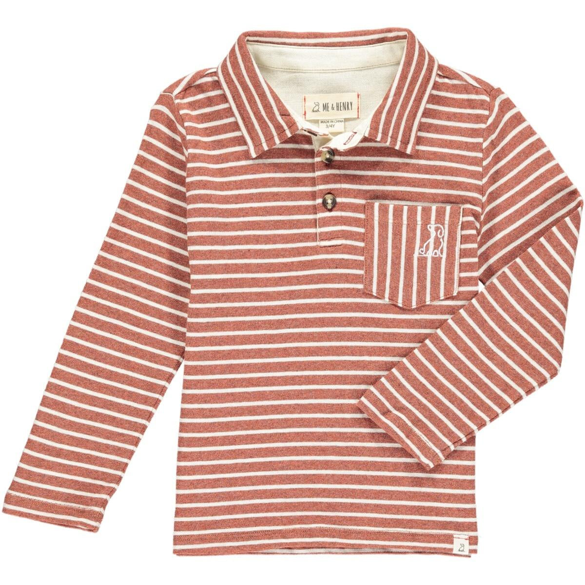 Kenton Polo Rust/Beige Stripe Tee