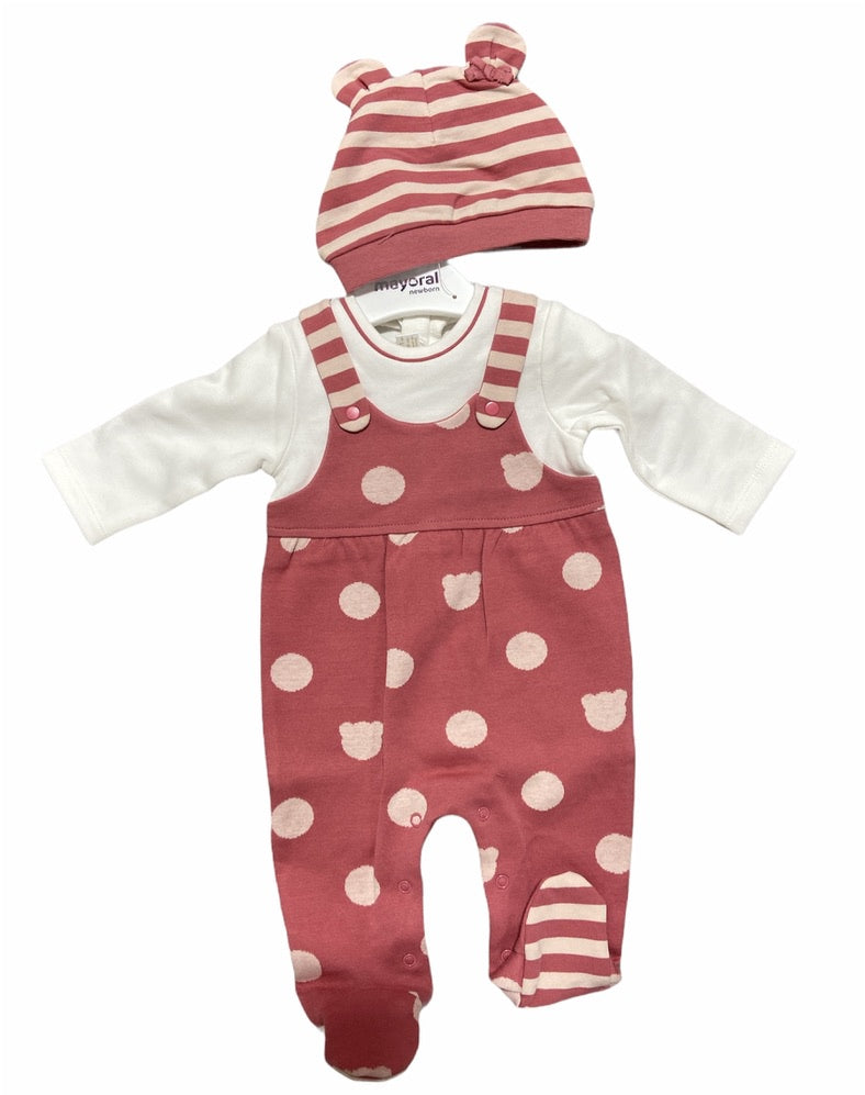 Polka Dot Footie Set w/Bear Hat