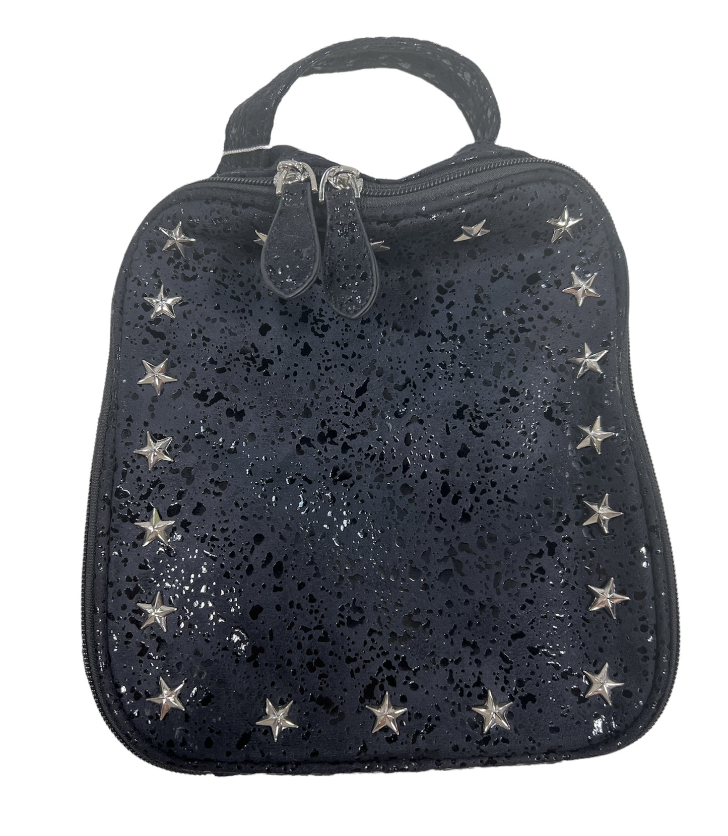 Star Studded Splatter Lunch Bag- Black