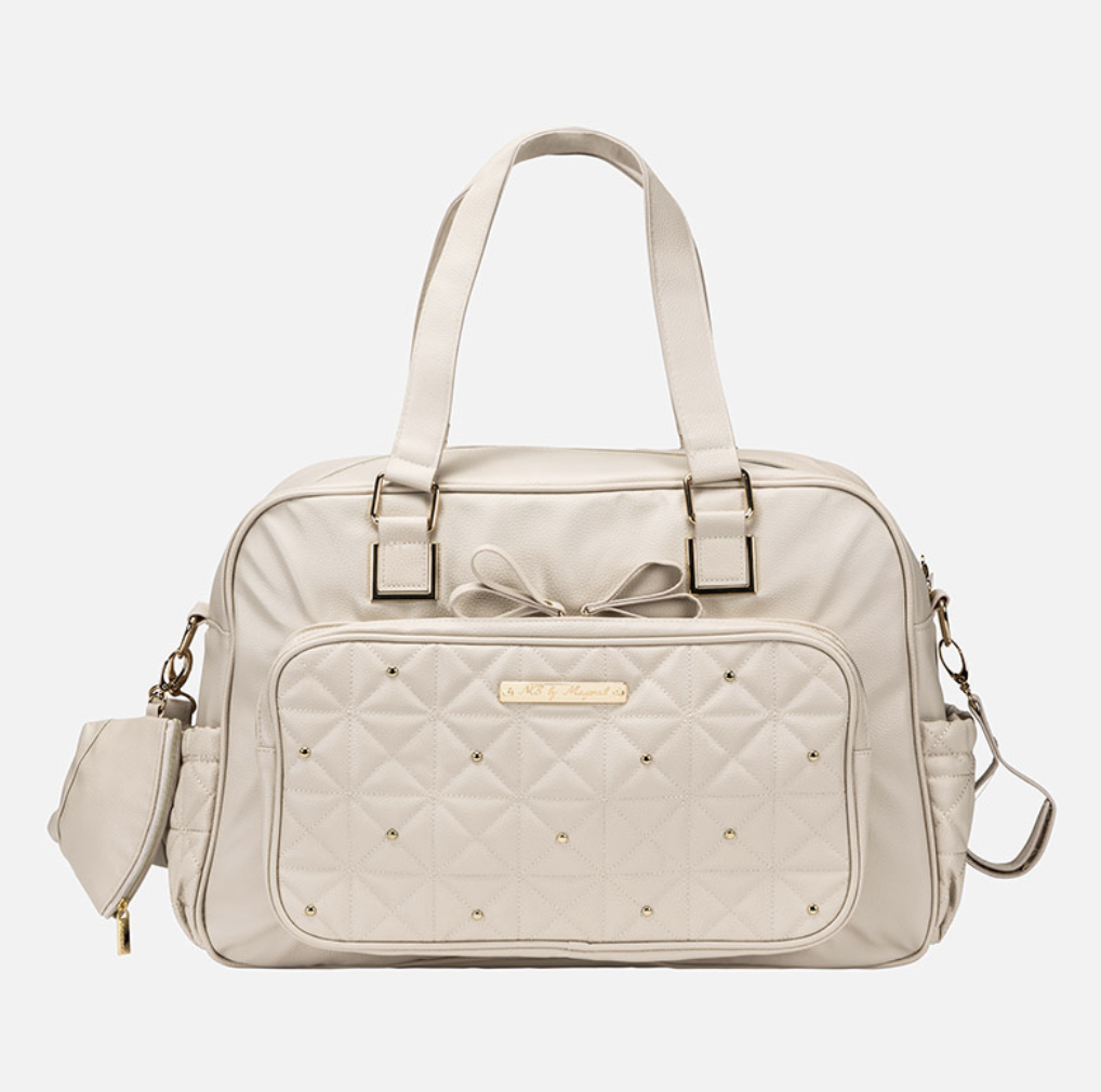 Sand Quilted Diaper Bag w/Paci Holder