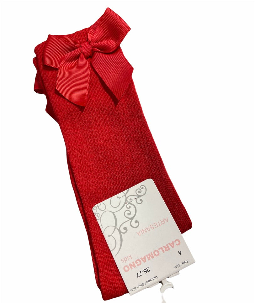 Red Knee Socks w/Side Bow