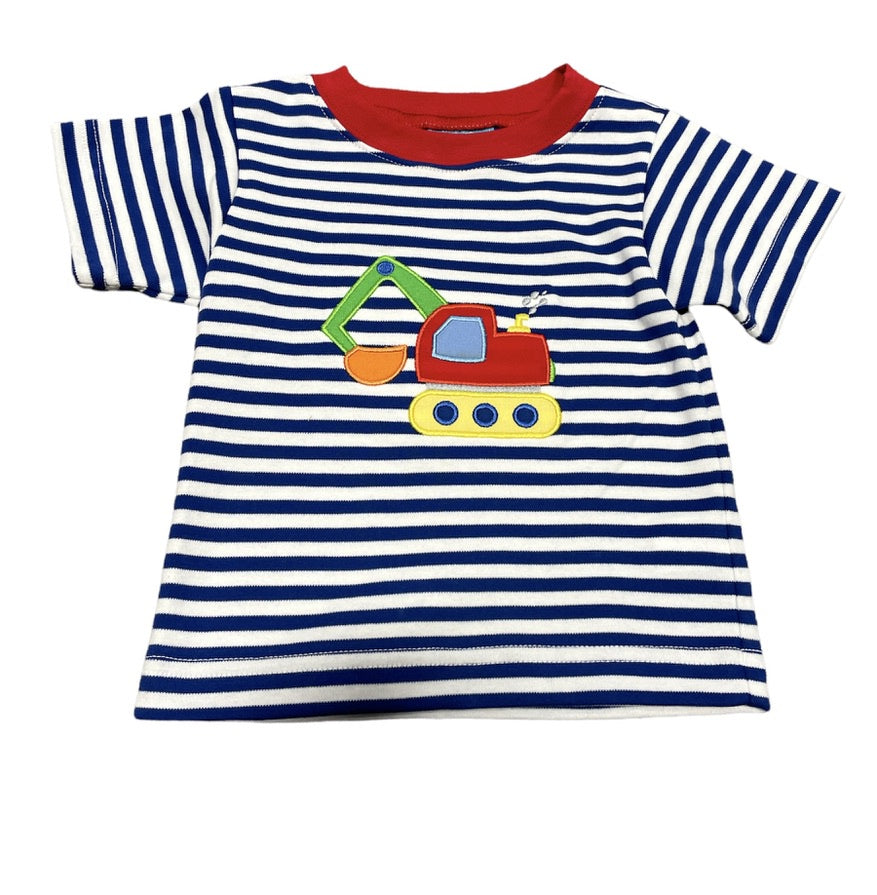 Excavator Truck Royal Blue Stripe Tee