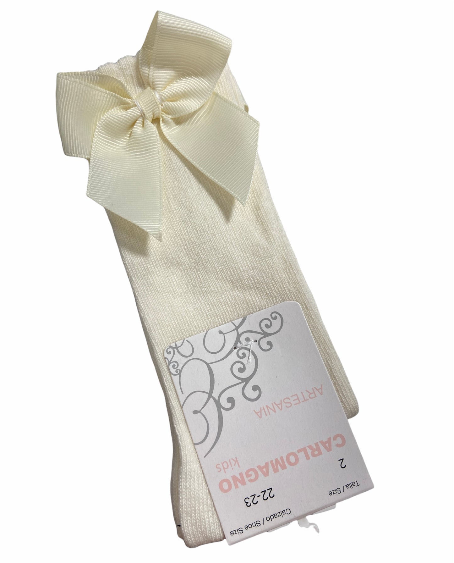 Natural Knee Sock w/Side Bow