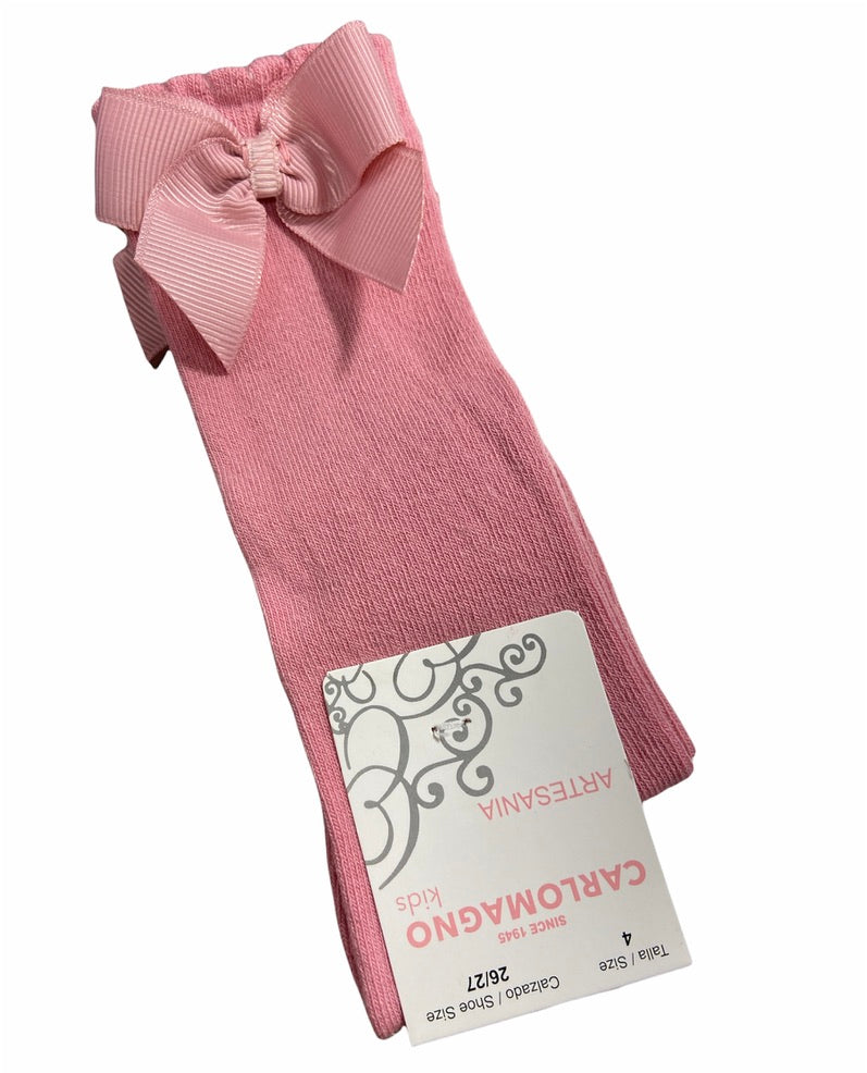 Pale Pink Knee Socks w/Side Bow