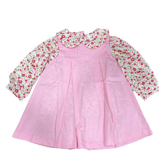 Pink & Red Floral Blouse/Cord Jumper Set