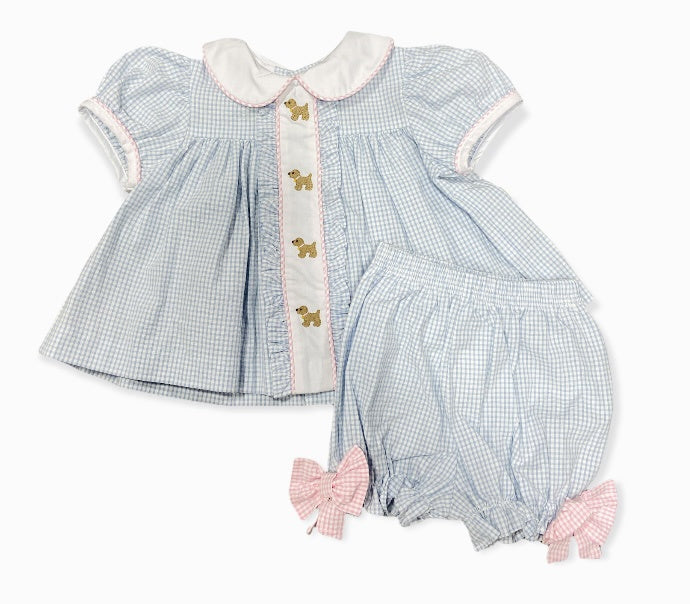 Embroidery Girl Dog Marrieta Bloomer Set