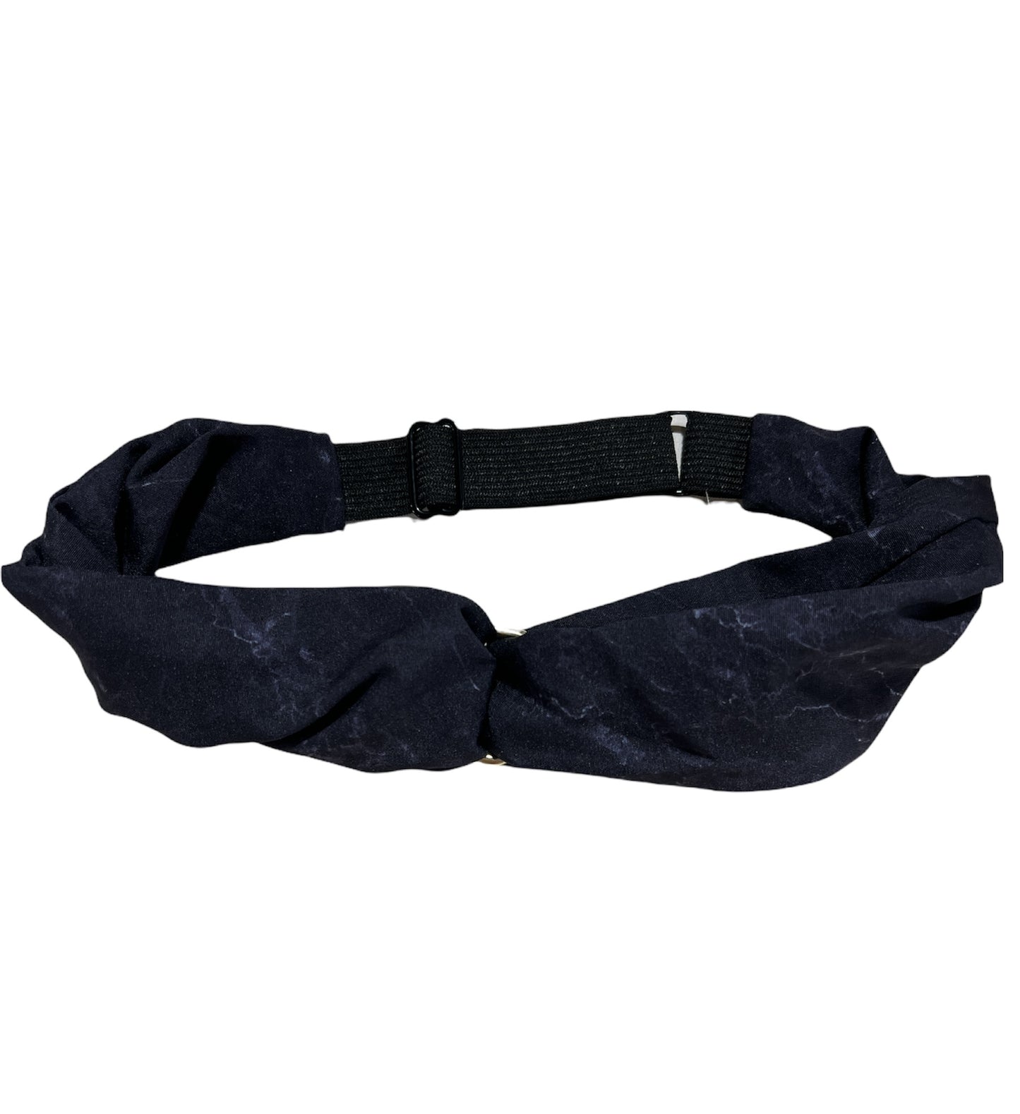 Gold Accent Twist Turban- Black Marble