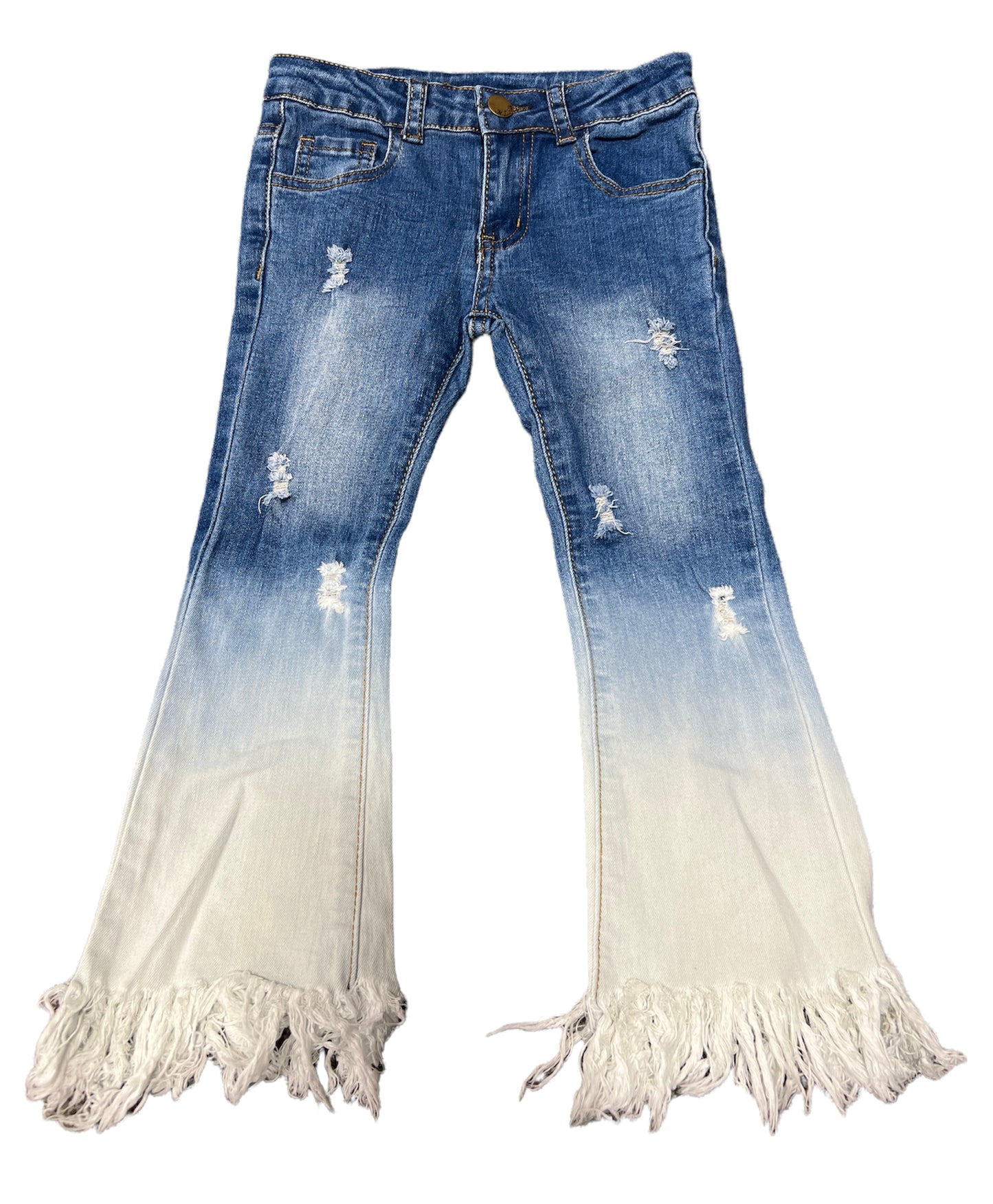 Ombre Shaggy Hem Bell Bottom Jeans
