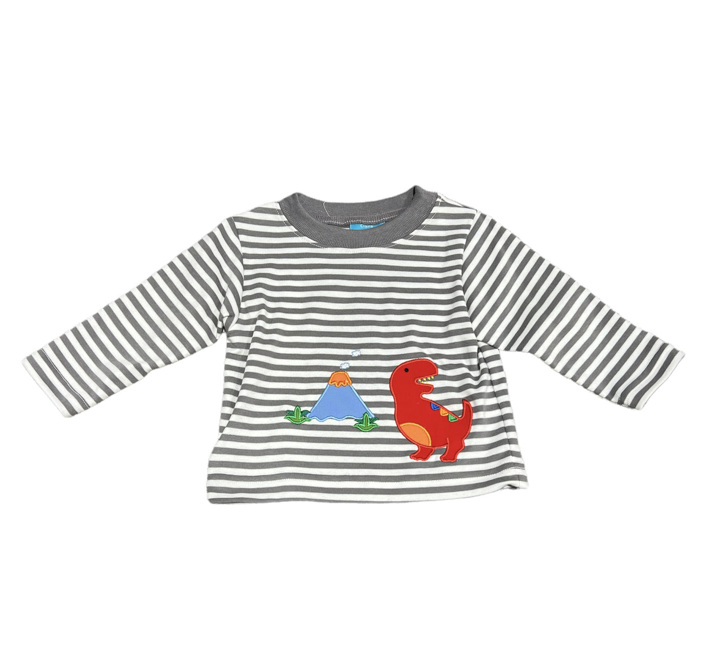 Grey Stripe Dinosaurs Knit Boy's L/S T-Shirt