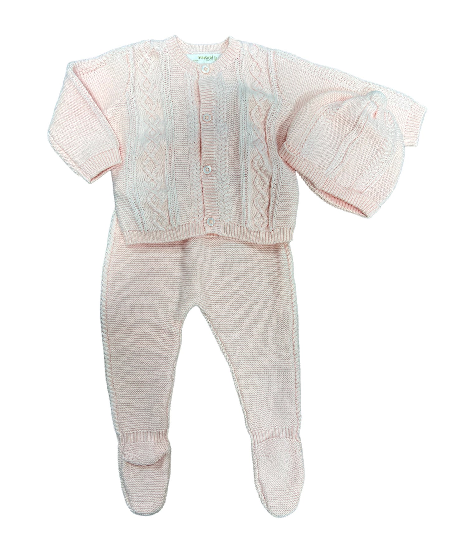 Pink Sweater Footie 3 Pc Set