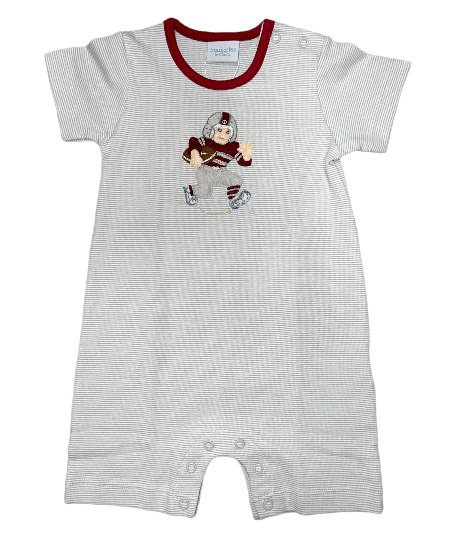 Squiggles Grey/Maroon Football Player Romper