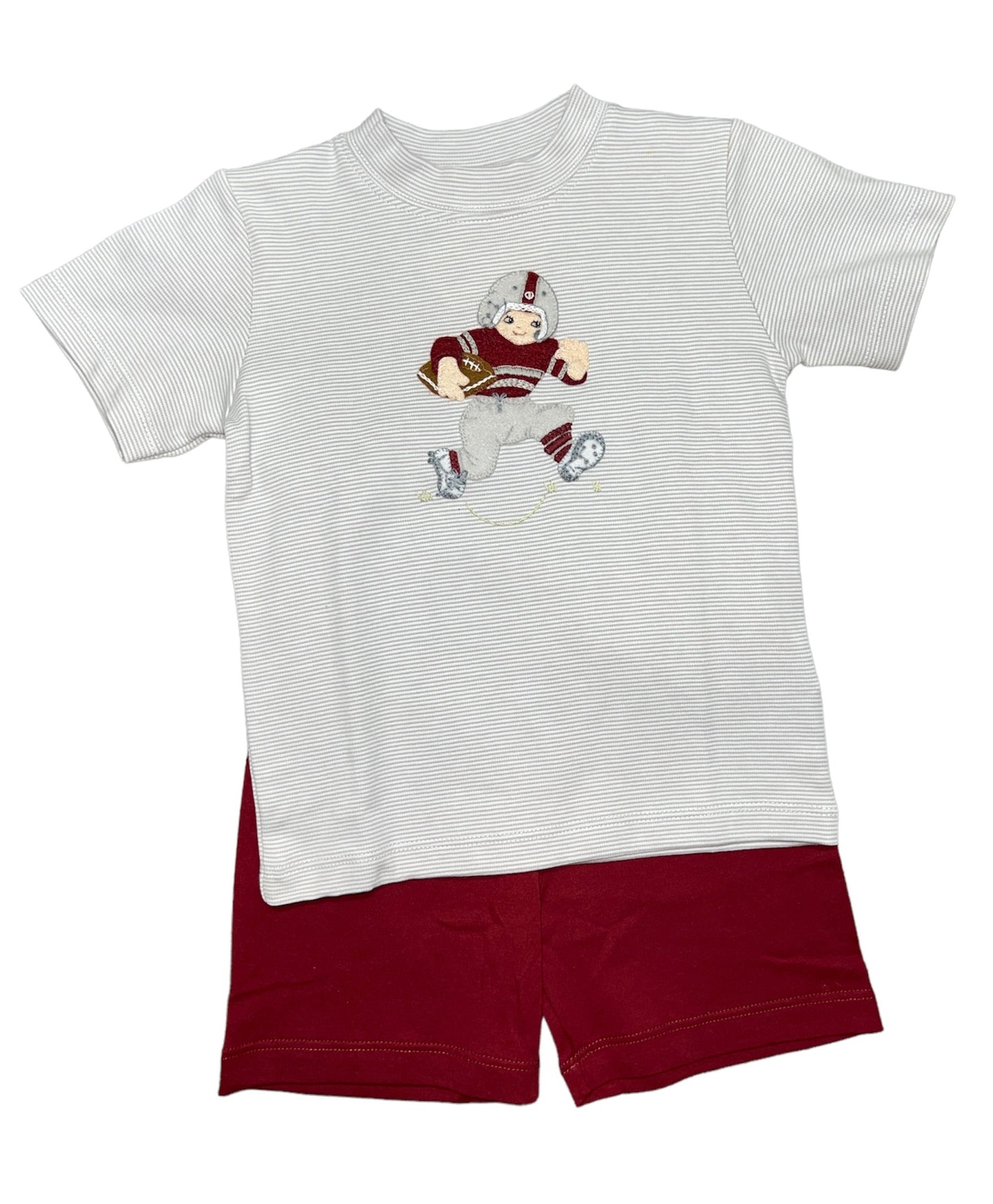 Squiggles Grey/Maroon Football Player Short Set