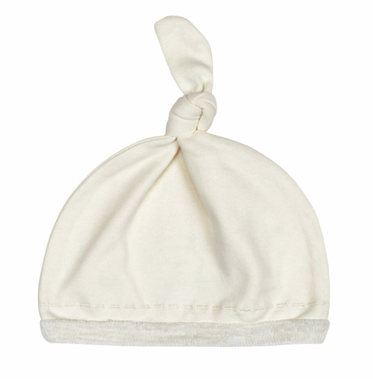 Beige Velveteen Top Knot Hat