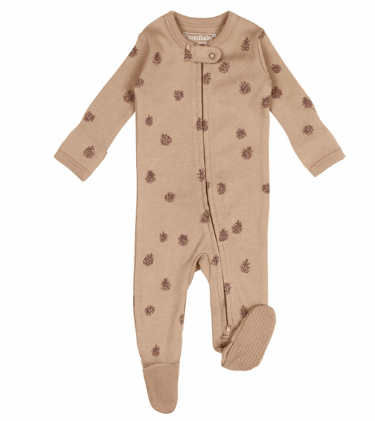 Nutmeg Pinecone Organic Zipper Footie