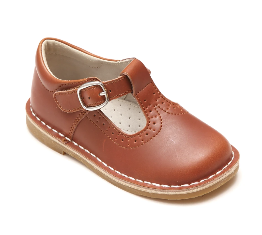 Frances Perforated T-Strap Cognac