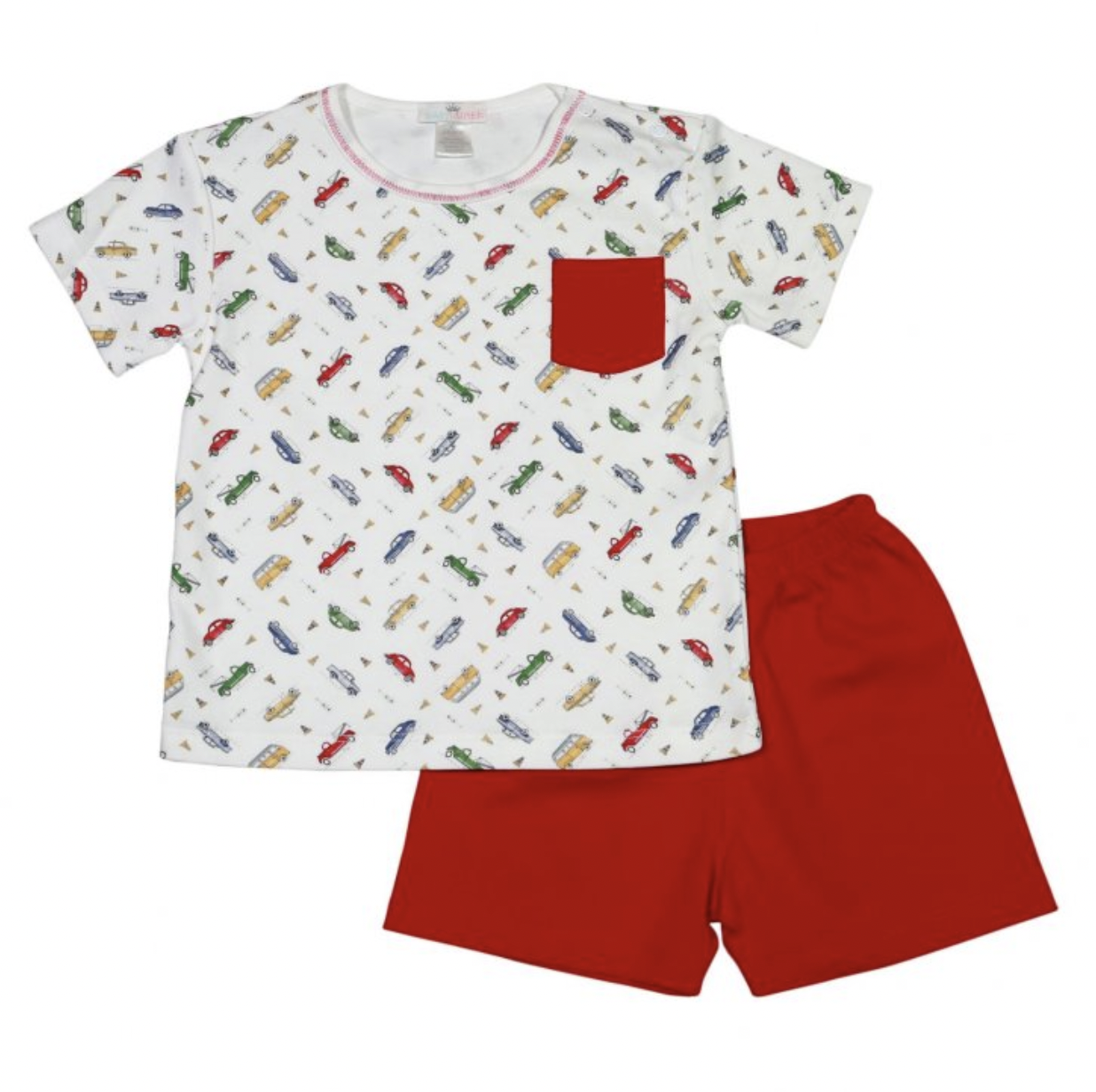Vintage Cars Pima Pocket Tee Short Set