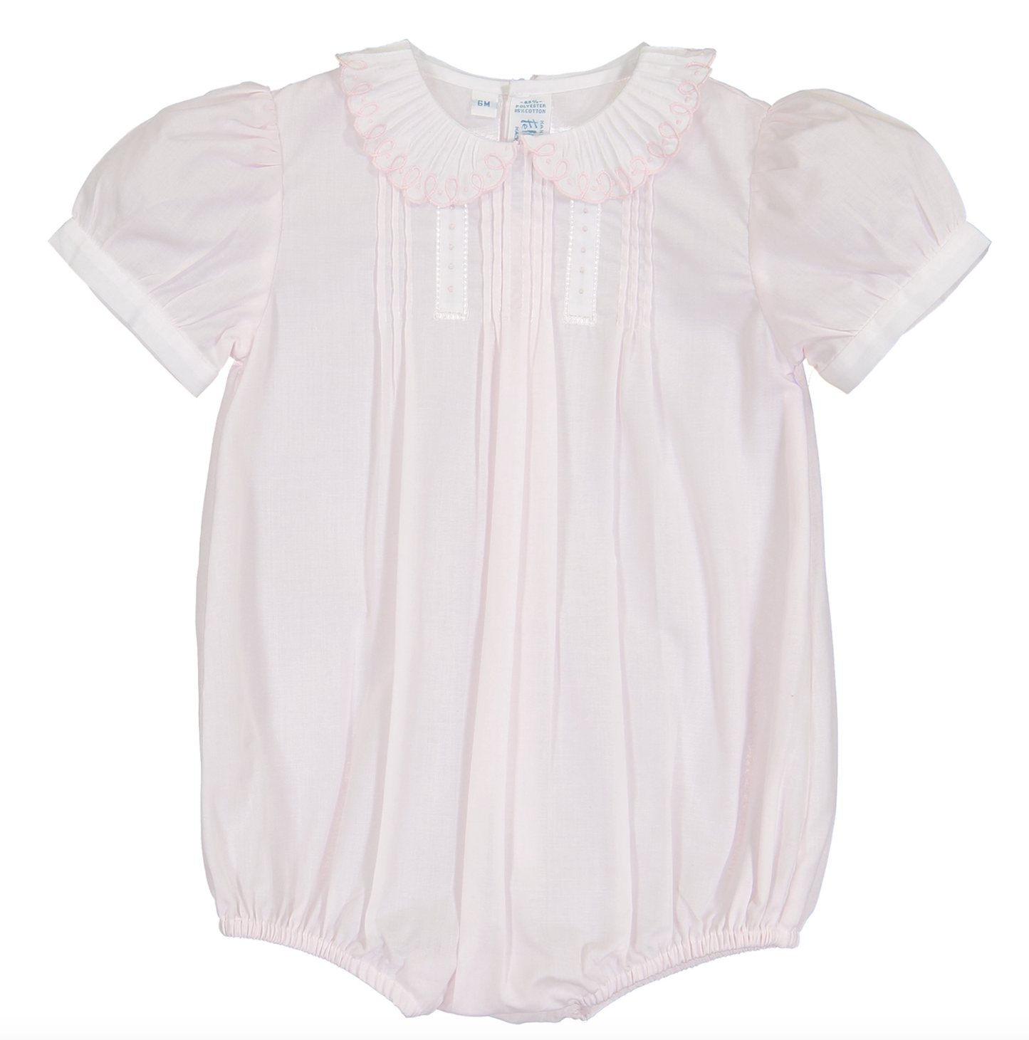 Pink/White Girls Vintage Scalloped Collar Romper