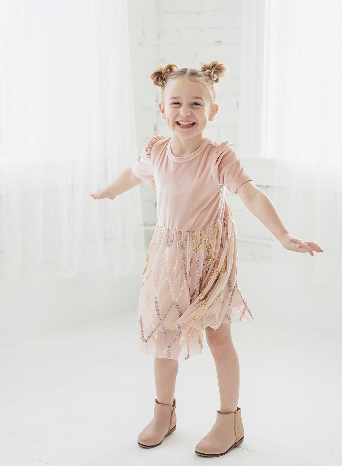 Ayla Velvet & Mesh Dress Kid