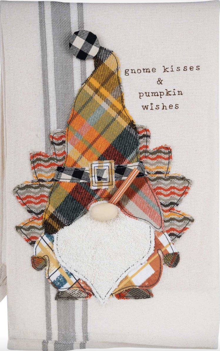 Gnome Kisses And Pumpkin Wishes Tea Towel