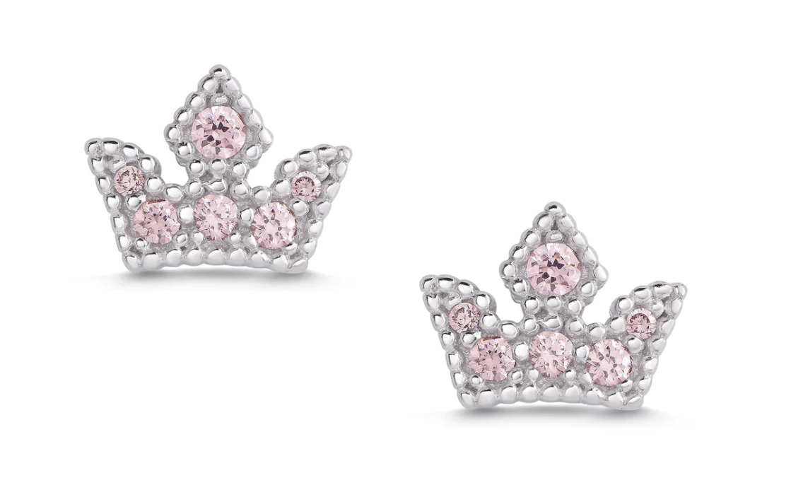 Princess Tiara CZ Stud Earrings
